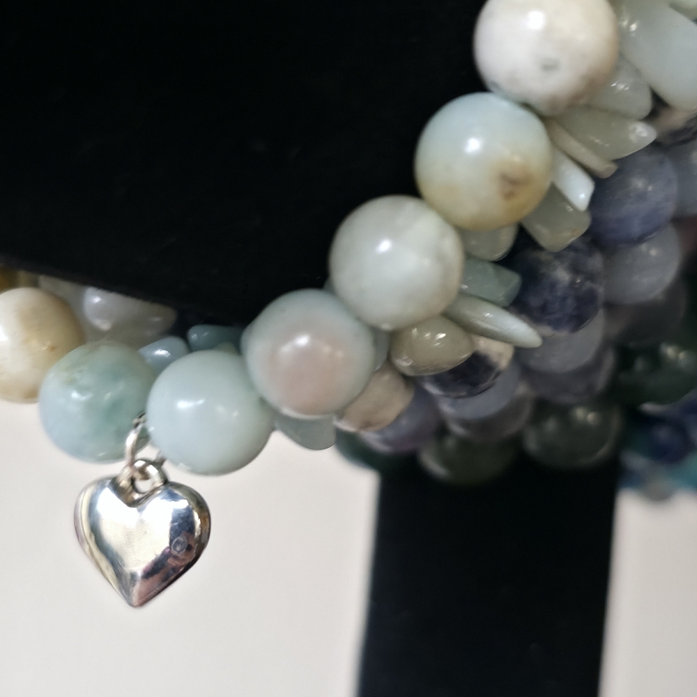 12 Stackable Stone Beaded Stretch Bracelet Lot Bl… - image 4